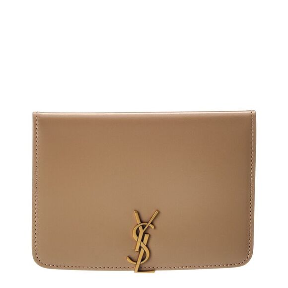 Saint Laurent Voltaire Leather Passport Case, Beige - Picture 1 of 5